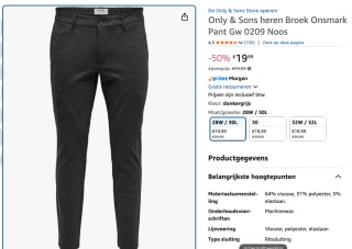 Only & Sons Onsmark heren jeans voor €19,99 bij Amazon