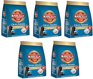 Marcilla monodosis Descafeinado 5 Packs de 28 Mondosis, Compatible Senseo a 12.66€