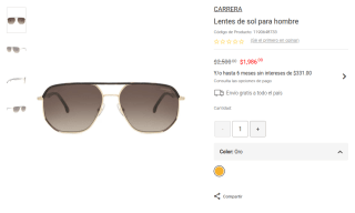 Lentes de Sol Oro Café por $1,986 | Liverpool