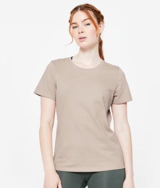Camiseta fitness manga corta cuello pico algodón extensible Mujer blanco por 0.79€