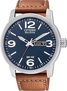 Citizen Eco-Drive Men's Blue Dial Brown Leather Strap Watch, Model: BM8479-09L