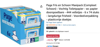 Page® vochtig toiletpapier - Fris en Schoon 6 x 74 stuks voor €9,69 bij Amazon