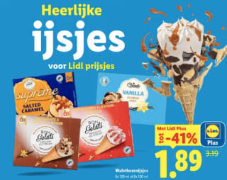 Ijshoorntjes voor €1,89 bij de Lidl