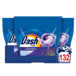 Dash Pods Lavanda 132 cáps detergente lavadora limpieza profunda y frescura a 19.99€