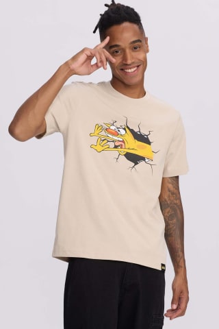 Polera Catdog 100% algodón, Beige Descuento $15.990 Disponible en HollyConcept.com