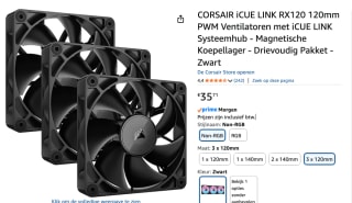 Corsair iCUE LINK RX120 120mm PWM Fan Starter voor €35,71 bij Amazon