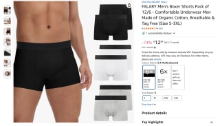 FALARY Men's Boxer Shorts 6-Pack voor €12,99 bij Amazon
