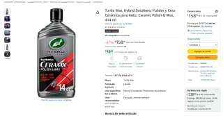 Turtle Wax Hybrid Solutions Ceramic Polish & Wax (414 ml) por $159 en Amazon