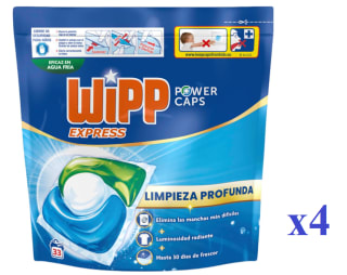 4 x WIPP Power Cápsulas 33 Dosis Detergente para la ropa por 26.37€