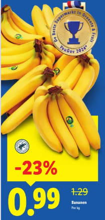 1 Kg bananen voor €0,99 bij de Lidl