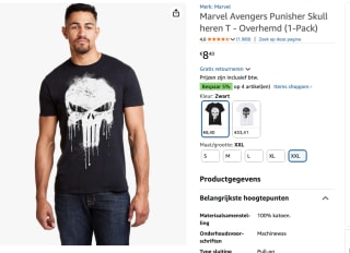 Marvel Avengers Punisher Skull T shirt voor €8,40 bij Amazon