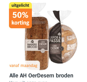 50% korting op alle AH OerDesem broden