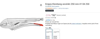 Knipex 4104250 Klemtang - 250mm voor €16,39 bij Amazon
