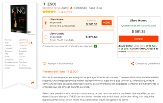 IT (Eso) de Stephen King por $413 | BuscaLibre