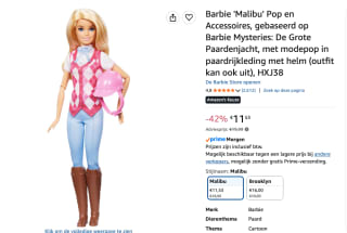 Barbie rijdende pop Malibu voor €11,53 bij Amazon