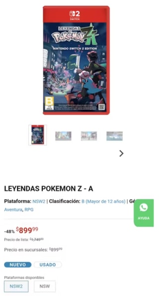 Pokémon Legends ZA para NS2 por $900 | Game Planet