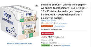 12x Page Vochtig Toiletpapier Puur 38 stuks voor €10 bij Amazon