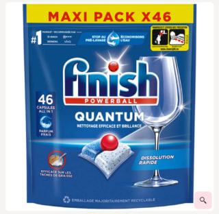 Capsules Finish Lave-Vaisselle Quantum x46 à 14,65€