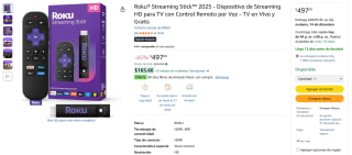 Roku Streaming Stick 2025 HD por $397 | Amazon