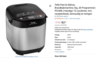 Tefal PF240E Pain & Délices broodbakmachine voor €82,99 bij Amazon