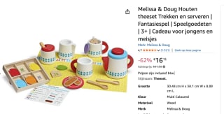 Melissa & Doug Houten theeset voor €16,15 bij AMazon