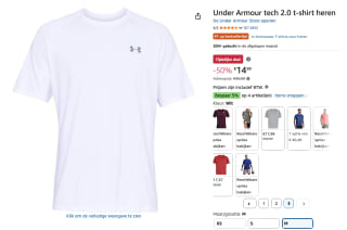 Under Armour UA Tech 2.0 SS Heren Sportshirt vanaf €14,99 bij Amazon
