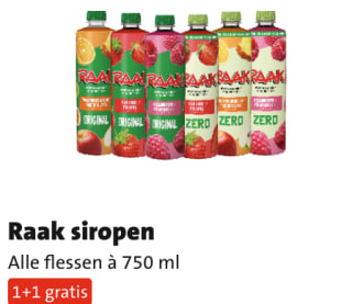 Raak siropen 1+1 gratis bij Jumbo
