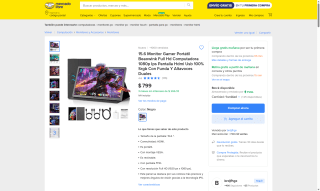 Monitor Gamer Portátil Beaowink 15.6" por $719 | Mercado Libre