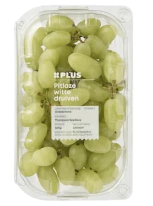 500 Gram Druiven wit pitloos voor €0,99 bij de Plus