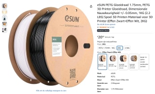 eSUN PETG gloeidraad 2KG voor €20,50 bij Amazon.nl