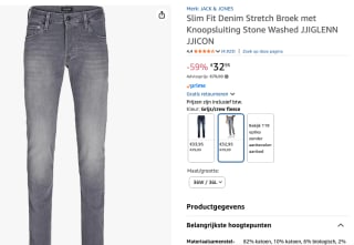 Jack & Jones icon jeans glenn slim fit denim voor €32,95 bij Amazon