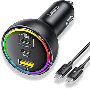 Baseus Super Fast Charging 3 Poorten Autolader voor €19,99 bij Amazon