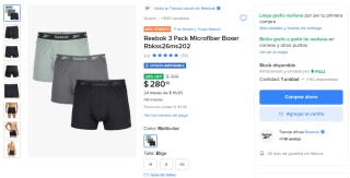 Pack 3 Boxers Reebok por $280 | Oferta Mercado Libre