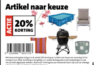 20% korting artikel naar keuze & 2x 30% korting op plant naar keuze bij Intratuin