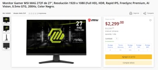 Monitor MSI MAG 272F de 27" 1080p por $2,299 | PCEL