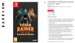Tomb Raider IV-VI Remastered Starring Lara Croft (Switch) voor €19,85 bij Amazon
