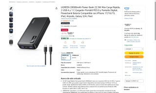 Power Bank UGREEN 20000mAh por $585 | Oferta Amazon
