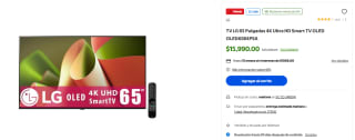 TV LG OLED65B4PSA 65" 4K Ultra HD OLED por $15,990 | Walmart