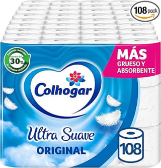 108 rollos Colhogar Ultra Suave Original de 2 capas por 20,31€