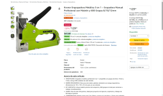 Grapadora Metálica Profesional 3 en 1 por $129 | Amazon