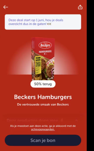 Beckers hamburgers en fricandellen gratis na cashback via Tikkie en Jumbo