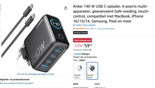 Anker USB 3-USB-C Snellader 140W + Kabel voor €59,99 bij Amazon