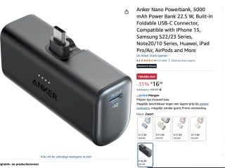 Anker Nano Powerbank met USB-C Connector voor €16,99 bij Amazon