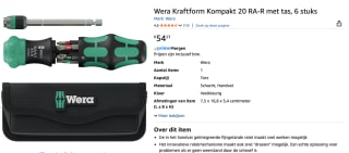 Wera Kraftform Kompakt 20 RA-R Bitschroevendraaier voor €54,90 bij Amazon