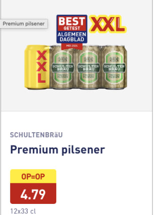 SCHULTENBRäU Premium pilsener 12x33 cl. voor €4,79 bij de Aldi