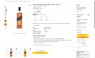 Whisky Johnnie Walker Black Label 750 ml por $537 | Oferta Amazon