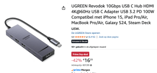 UGREEN Revodok 206 6-in-1 USB-C Hub voor €16,23 bij Amazon