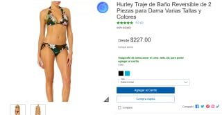 Traje de Baño Hurley Reversible 2 Piezas por $227 | Descuento Costco
