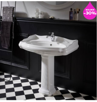 Lavabo colonne rétro 80 cm en céramique blanc à 308€