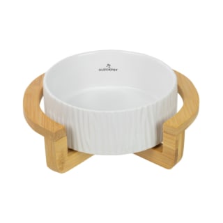 2 Comederos Cerámica para Gatos con Base de Bambú 400ml por 9.91€